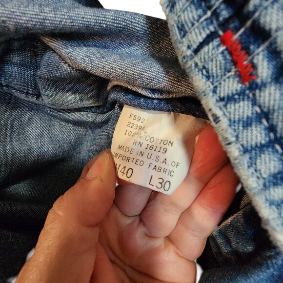 Vintage Distressed Blue Denim Overalls Workwear Carpenter Style 40 x 30 - Picture 5 of 5